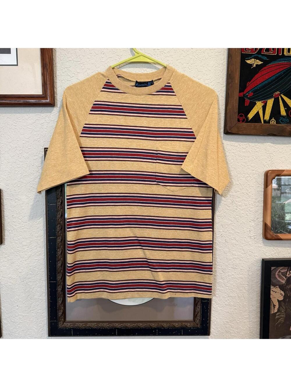 Vintage 60s/70s RARE Jockey Striped Shirt Distressed Surf Skate Single Stitch